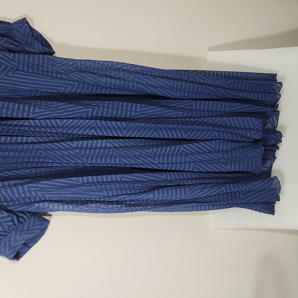 ASOS DESIGN Pleated Chevron Batwing Sheer Midi Dress Size 18 - Picture 2 of 10